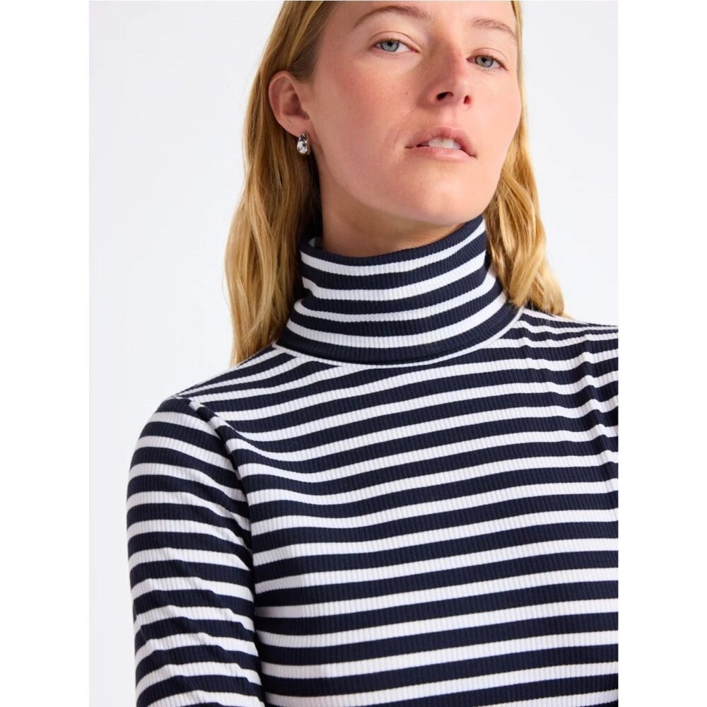 Women's Stripped Ribbed Turtleneck Tee Size Medium 8-10 NWT - Free Assembly - Picture 3 of 8